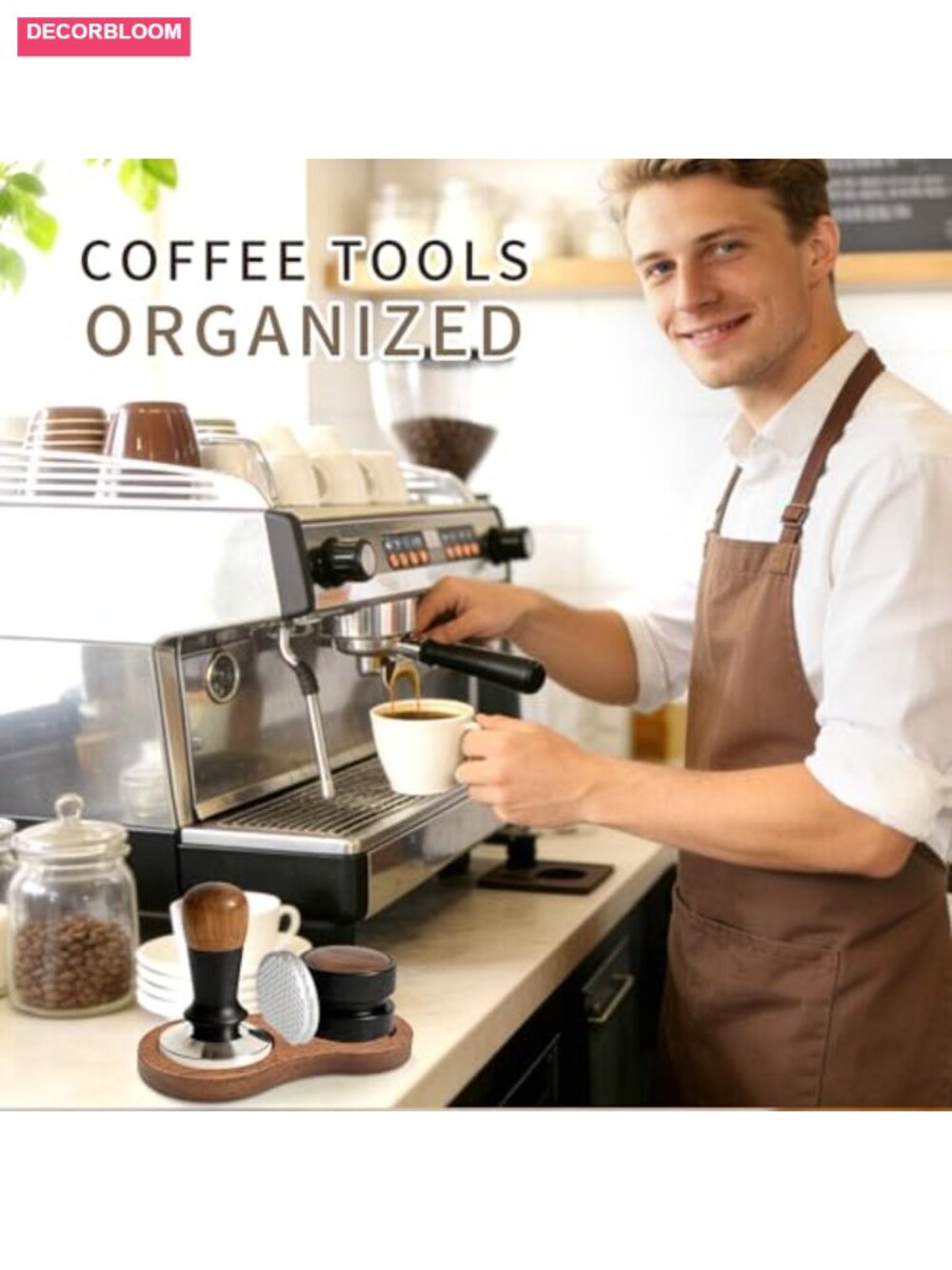 Espresso Tamping Station Wood Coffee Tamper Holder Organizer - Picture 5 of 6